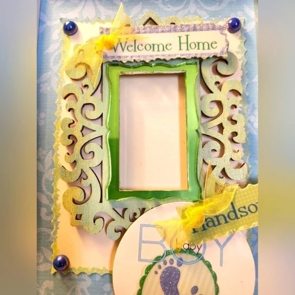 Handcrafted 3D Framed Design for Newborn Baby Boy, Hang or stand 5x7 - Picture 3 of 5